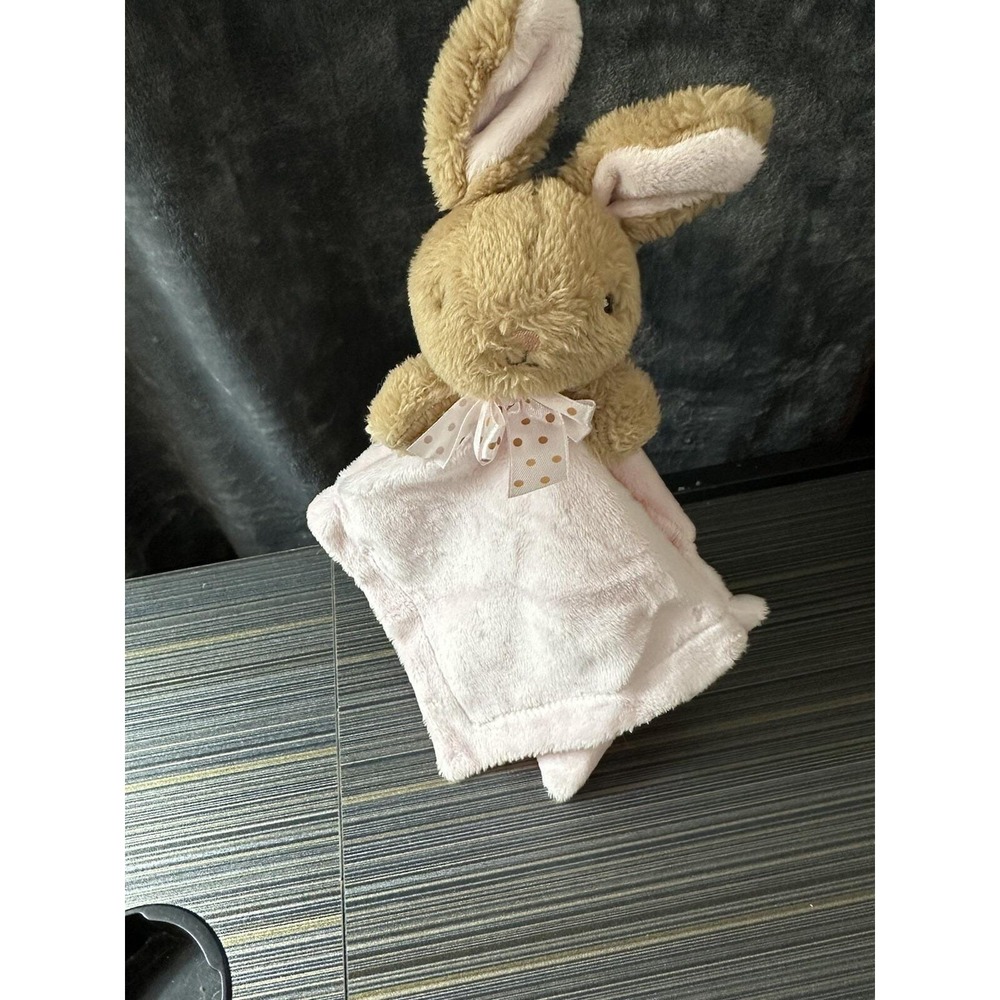 MTY International Bunny Rabbit Lovey Brown Pink Plush Security NEW 12"‎ Square